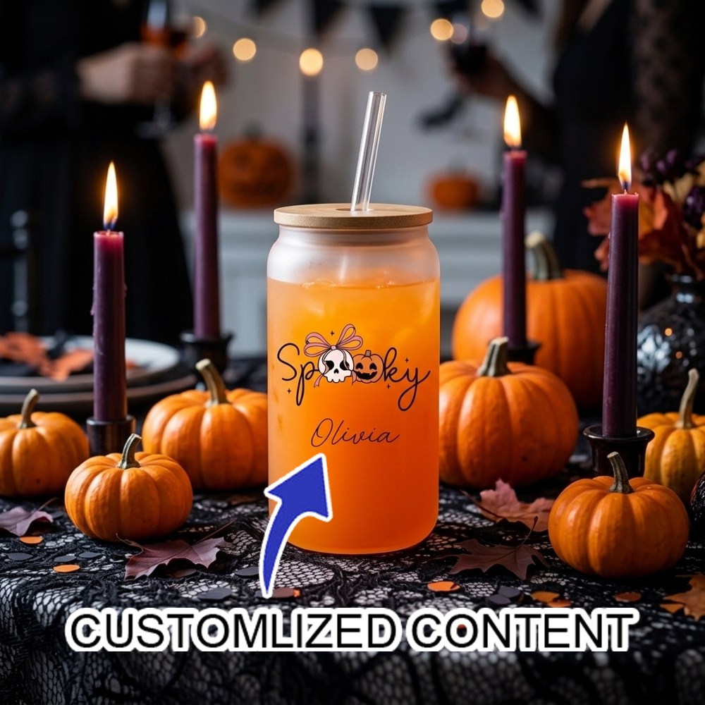 Reusable Straw - Gobelet en verre personnalisé pour Halloween