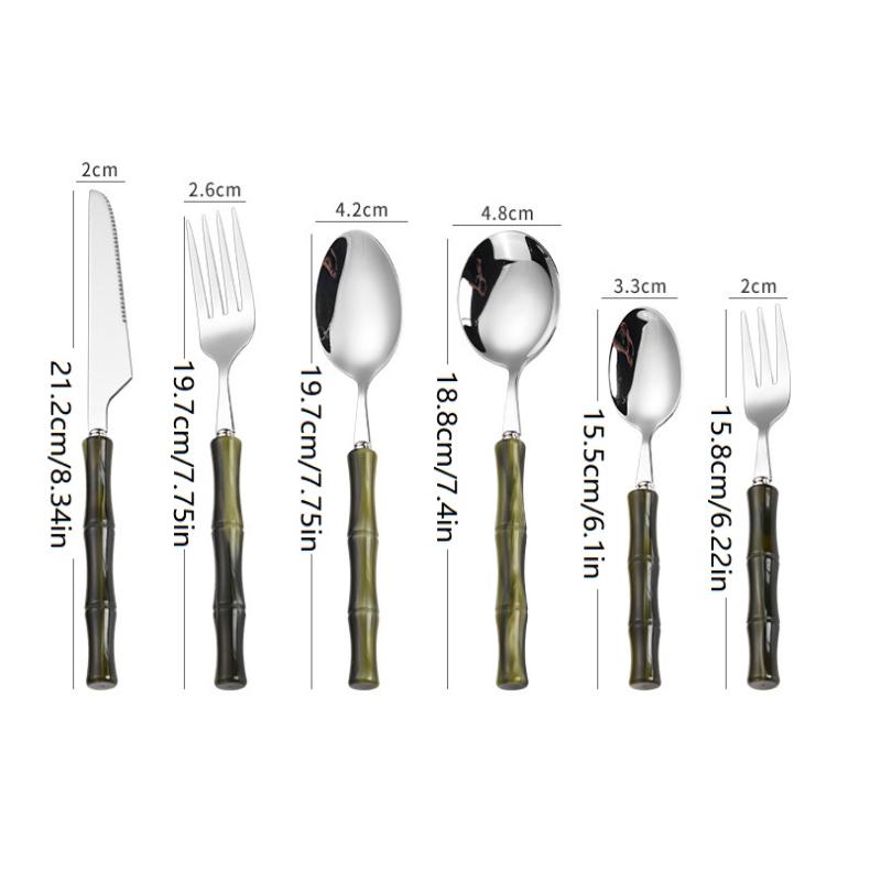 Bamboo Cutlery - Couverts en acier inoxydable 304 avec